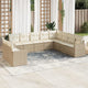 10-tlg. Garten-Sofagarnitur mit Kissen Beige Poly Rattan