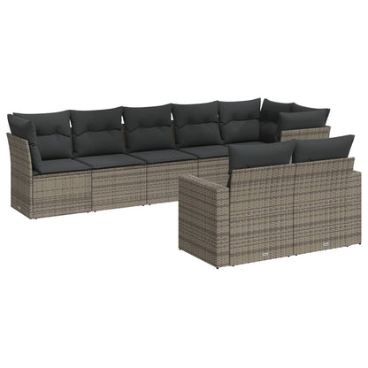 8-tlg. Garten-Sofagarnitur mit Kissen Grau Poly Rattan - Pazzar.ch