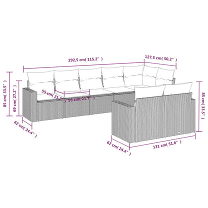 8-tlg. Garten-Sofagarnitur mit Kissen Grau Poly Rattan - Pazzar.ch