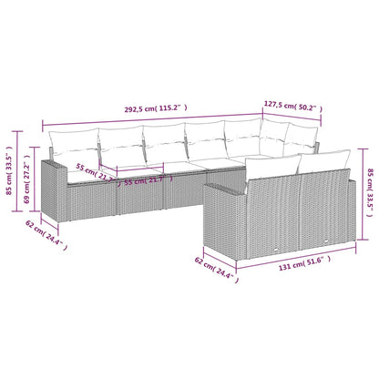 8-tlg. Garten-Sofagarnitur mit Kissen Hellgrau Poly Rattan - Pazzar.ch