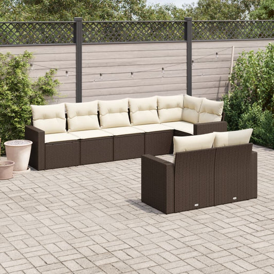 8-tlg. Garten-Sofagarnitur mit Kissen Braun Poly Rattan - Pazzar.ch