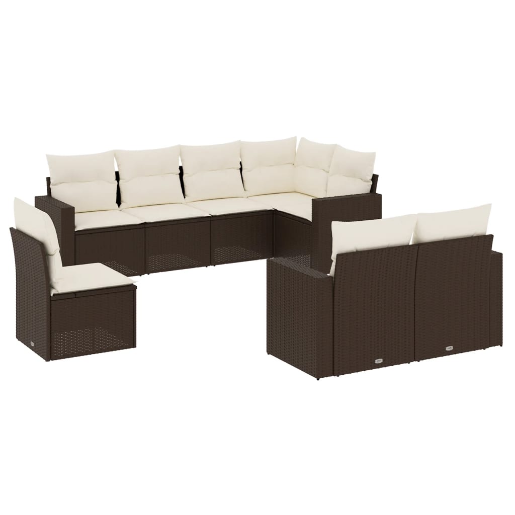 8-tlg. Garten-Sofagarnitur mit Kissen Braun Poly Rattan - Pazzar.ch
