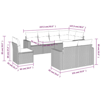 8-tlg. Garten-Sofagarnitur mit Kissen Braun Poly Rattan - Pazzar.ch