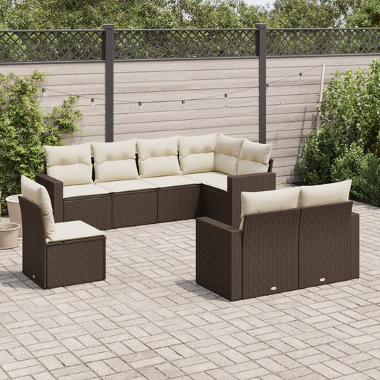 8-tlg. Garten-Sofagarnitur mit Kissen Braun Poly Rattan - Pazzar.ch