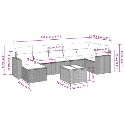 8-tlg. Garten-Sofagarnitur mit Kissen Hellgrau Poly Rattan - Pazzar.ch