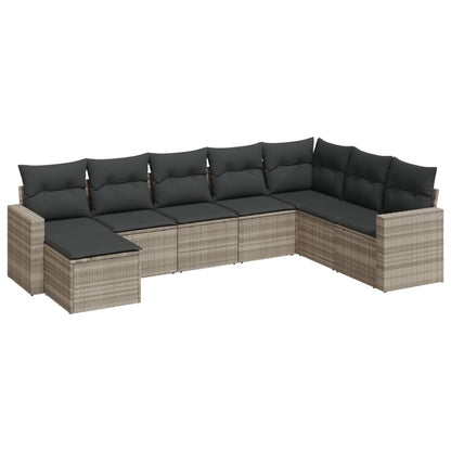 8-tlg. Garten-Sofagarnitur mit Kissen Hellgrau Poly Rattan - Pazzar.ch
