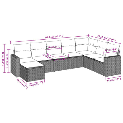 8-tlg. Garten-Sofagarnitur mit Kissen Hellgrau Poly Rattan - Pazzar.ch