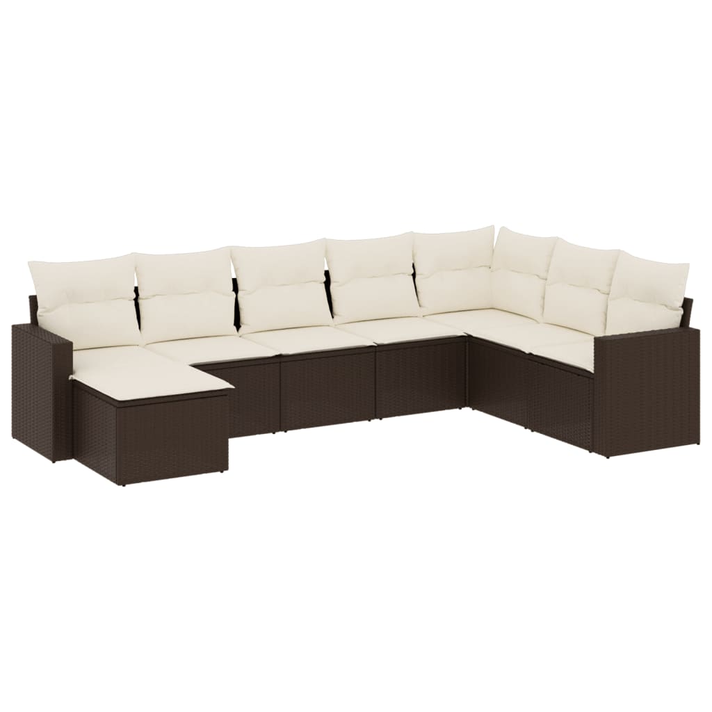 8-tlg. Garten-Sofagarnitur mit Kissen Braun Poly Rattan - Pazzar.ch
