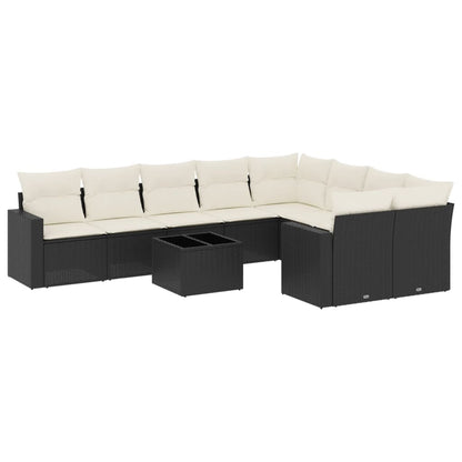 10-tlg. Garten-Sofagarnitur mit Kissen Schwarz Poly Rattan - Pazzar.ch