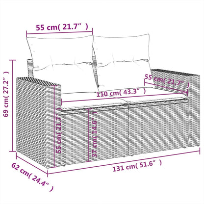 10-tlg. Garten-Sofagarnitur mit Kissen Hellgrau Poly Rattan - Pazzar.ch