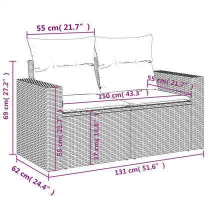 10-tlg. Garten-Sofagarnitur mit Kissen Grau Poly Rattan - Pazzar.ch