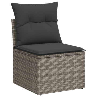 10-tlg. Garten-Sofagarnitur mit Kissen Hellgrau Poly Rattan - Pazzar.ch