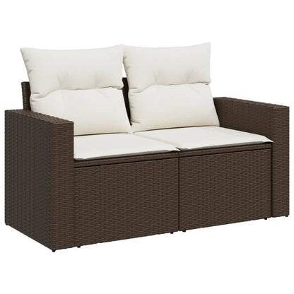 10-tlg. Garten-Sofagarnitur mit Kissen Braun Poly Rattan - Pazzar.ch