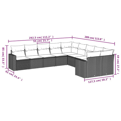 10-tlg. Garten-Sofagarnitur mit Kissen Hellgrau Poly Rattan - Pazzar.ch