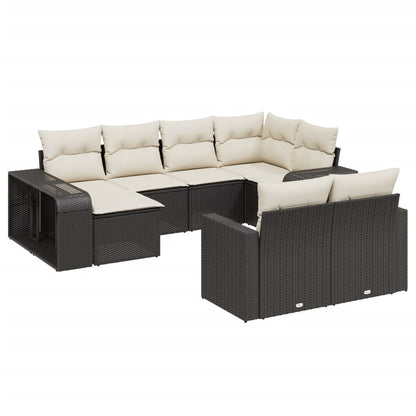 10-tlg. Garten-Sofagarnitur mit Kissen Schwarz Poly Rattan - Pazzar.ch