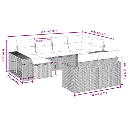 10-tlg. Garten-Sofagarnitur mit Kissen Schwarz Poly Rattan - Pazzar.ch