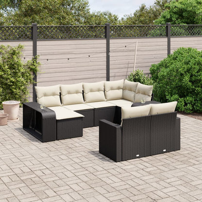 10-tlg. Garten-Sofagarnitur mit Kissen Schwarz Poly Rattan - Pazzar.ch