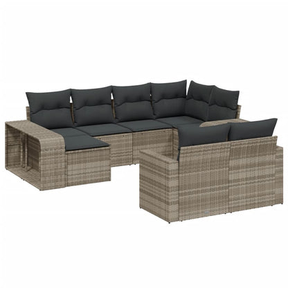 10-tlg. Garten-Sofagarnitur mit Kissen Hellgrau Poly Rattan - Pazzar.ch