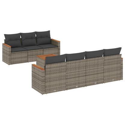 8-tlg. Garten-Sofagarnitur mit Kissen Grau Poly Rattan - Pazzar.ch