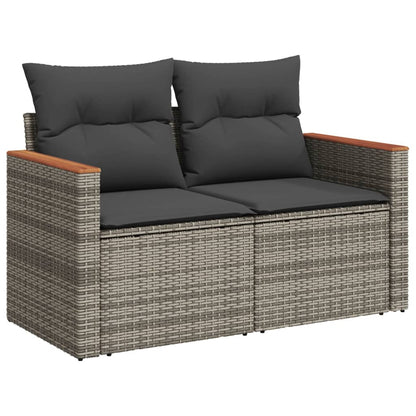 8-tlg. Garten-Sofagarnitur mit Kissen Grau Poly Rattan - Pazzar.ch