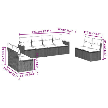 8-tlg. Garten-Sofagarnitur mit Kissen Grau Poly Rattan - Pazzar.ch