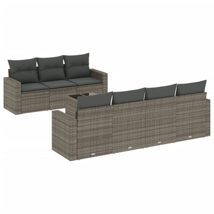 8-tlg. Garten-Sofagarnitur mit Kissen Grau Poly Rattan - Pazzar.ch