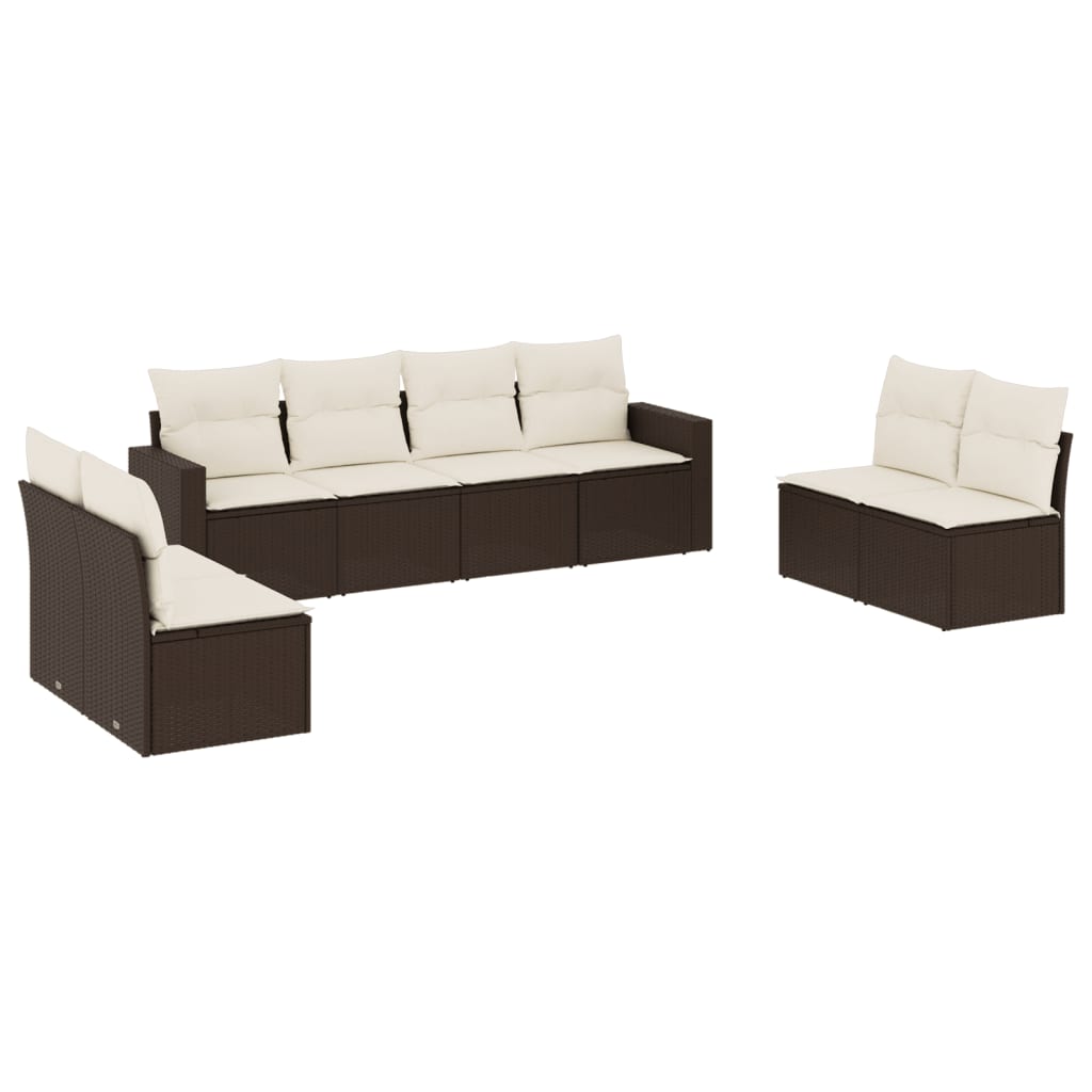 8-tlg. Garten-Sofagarnitur mit Kissen Braun Poly Rattan - Pazzar.ch