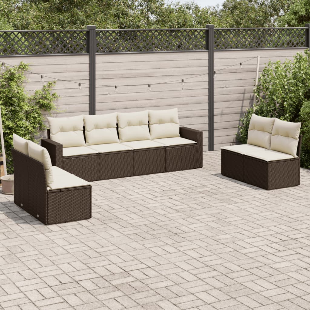 8-tlg. Garten-Sofagarnitur mit Kissen Braun Poly Rattan - Pazzar.ch