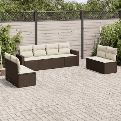 8-tlg. Garten-Sofagarnitur mit Kissen Braun Poly Rattan - Pazzar.ch