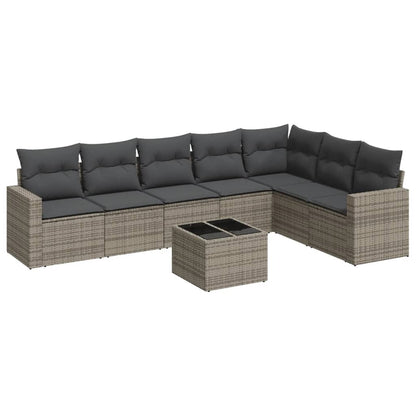 8-tlg. Garten-Sofagarnitur mit Kissen Grau Poly Rattan - Pazzar.ch