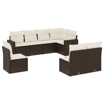 8-tlg. Garten-Sofagarnitur mit Kissen Braun Poly Rattan - Pazzar.ch