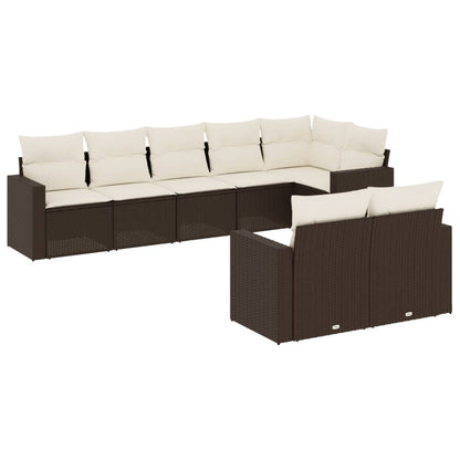 8-tlg. Garten-Sofagarnitur mit Kissen Braun Poly Rattan - Pazzar.ch
