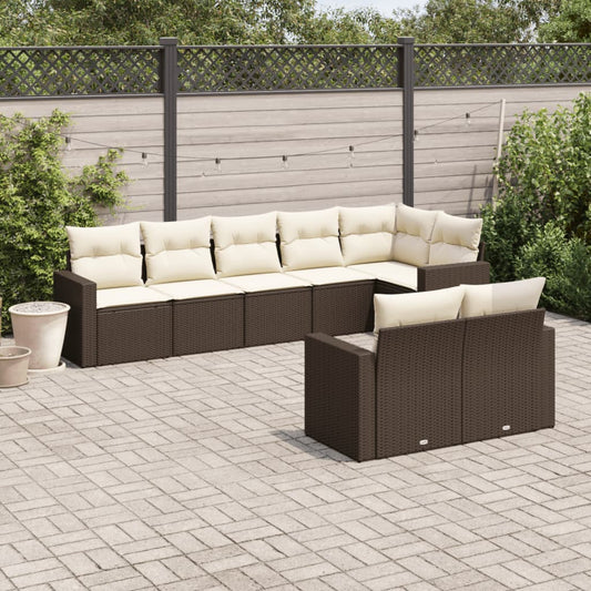 8-tlg. Garten-Sofagarnitur mit Kissen Braun Poly Rattan - Pazzar.ch