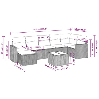 8-tlg. Garten-Sofagarnitur mit Kissen Hellgrau Poly Rattan - Pazzar.ch