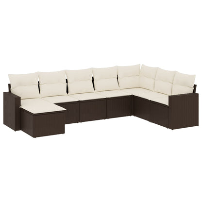 8-tlg. Garten-Sofagarnitur mit Kissen Braun Poly Rattan - Pazzar.ch