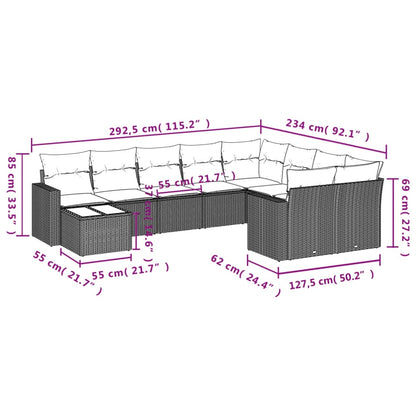 10-tlg. Garten-Sofagarnitur mit Kissen Schwarz Poly Rattan - Pazzar.ch