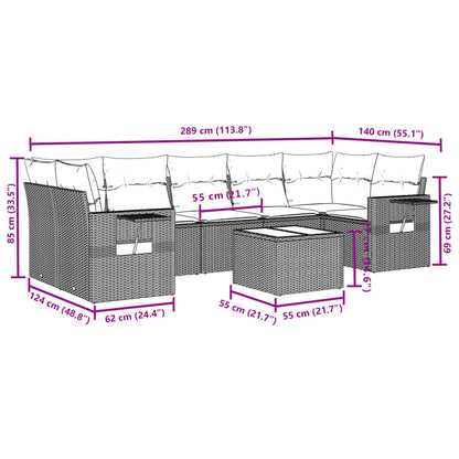 8-tlg. Garten-Sofagarnitur mit Kissen Grau Poly Rattan - Pazzar.ch
