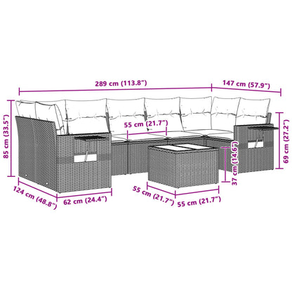 8-tlg. Garten-Sofagarnitur mit Kissen Hellgrau Poly Rattan - Pazzar.ch