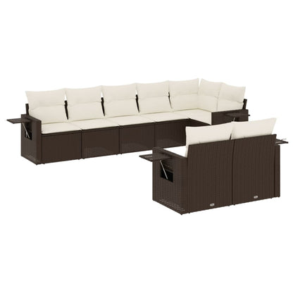 8-tlg. Garten-Sofagarnitur mit Kissen Braun Poly Rattan - Pazzar.ch