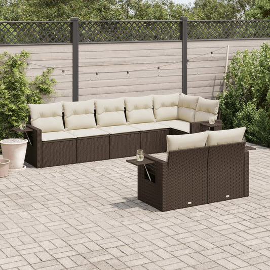 8-tlg. Garten-Sofagarnitur mit Kissen Braun Poly Rattan - Pazzar.ch