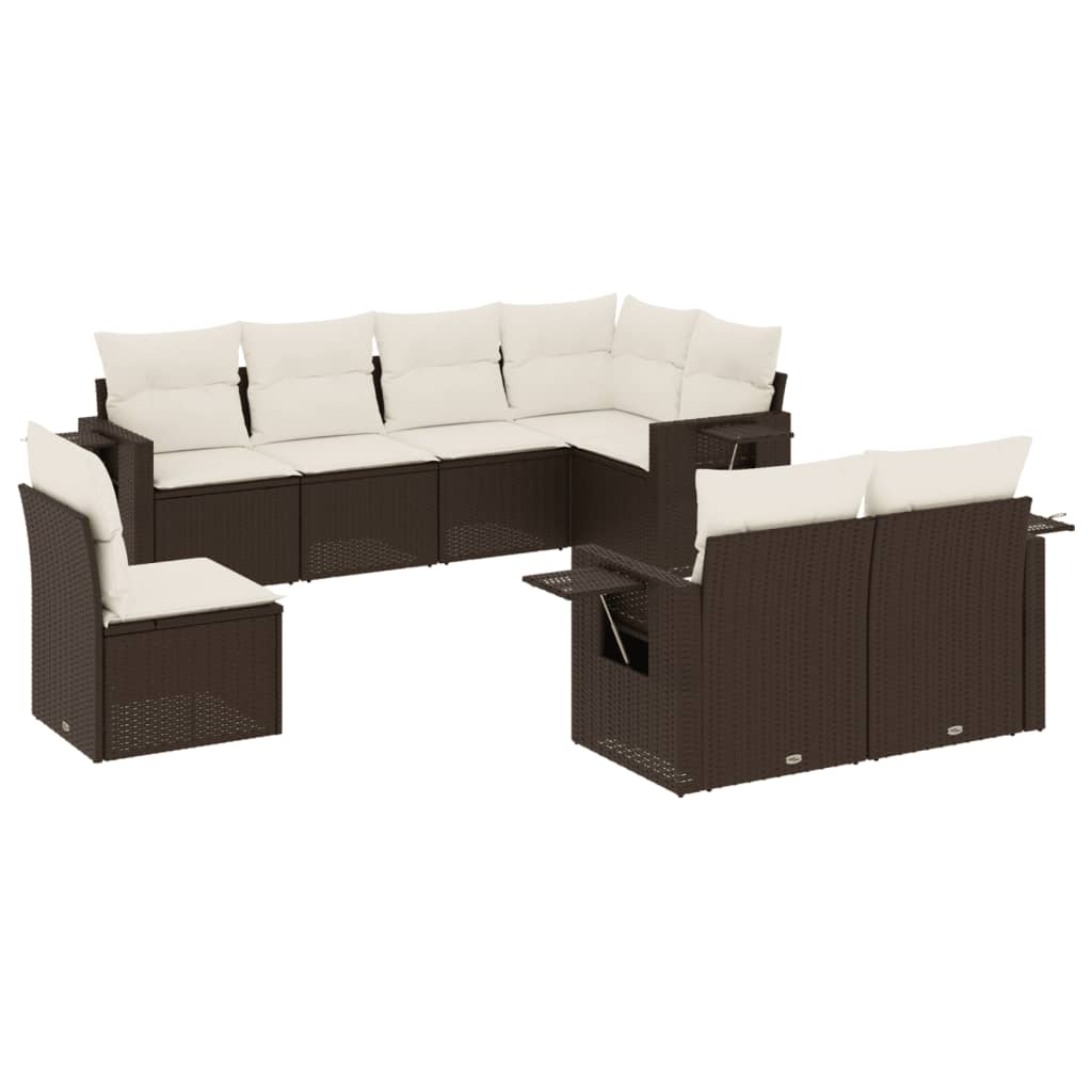 8-tlg. Garten-Sofagarnitur mit Kissen Braun Poly Rattan - Pazzar.ch