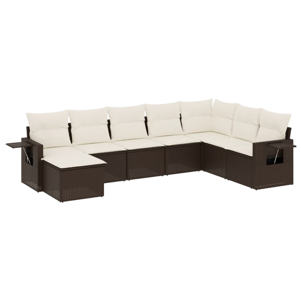 8-tlg. Garten-Sofagarnitur mit Kissen Braun Poly Rattan - Pazzar.ch