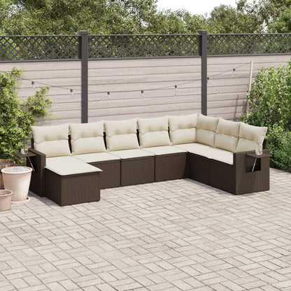 8-tlg. Garten-Sofagarnitur mit Kissen Braun Poly Rattan - Pazzar.ch