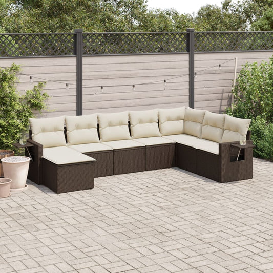 8-tlg. Garten-Sofagarnitur mit Kissen Braun Poly Rattan - Pazzar.ch