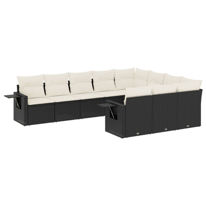 10-tlg. Garten-Sofagarnitur mit Kissen Schwarz Poly Rattan - Pazzar.ch