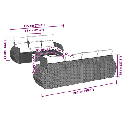 8-tlg. Garten-Sofagarnitur mit Kissen Hellgrau Poly Rattan - Pazzar.ch