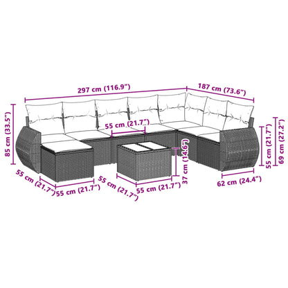 8-tlg. Garten-Sofagarnitur mit Kissen Hellgrau Poly Rattan - Pazzar.ch