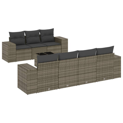 8-tlg. Garten-Sofagarnitur mit Kissen Grau Poly Rattan - Pazzar.ch