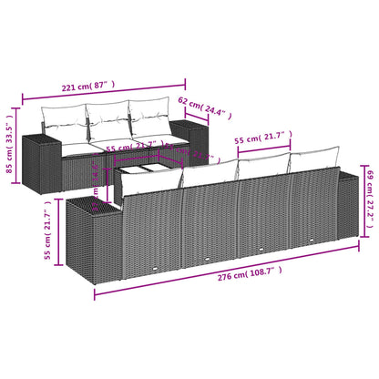 8-tlg. Garten-Sofagarnitur mit Kissen Hellgrau Poly Rattan - Pazzar.ch