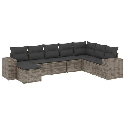 8-tlg. Garten-Sofagarnitur mit Kissen Grau Poly Rattan - Pazzar.ch